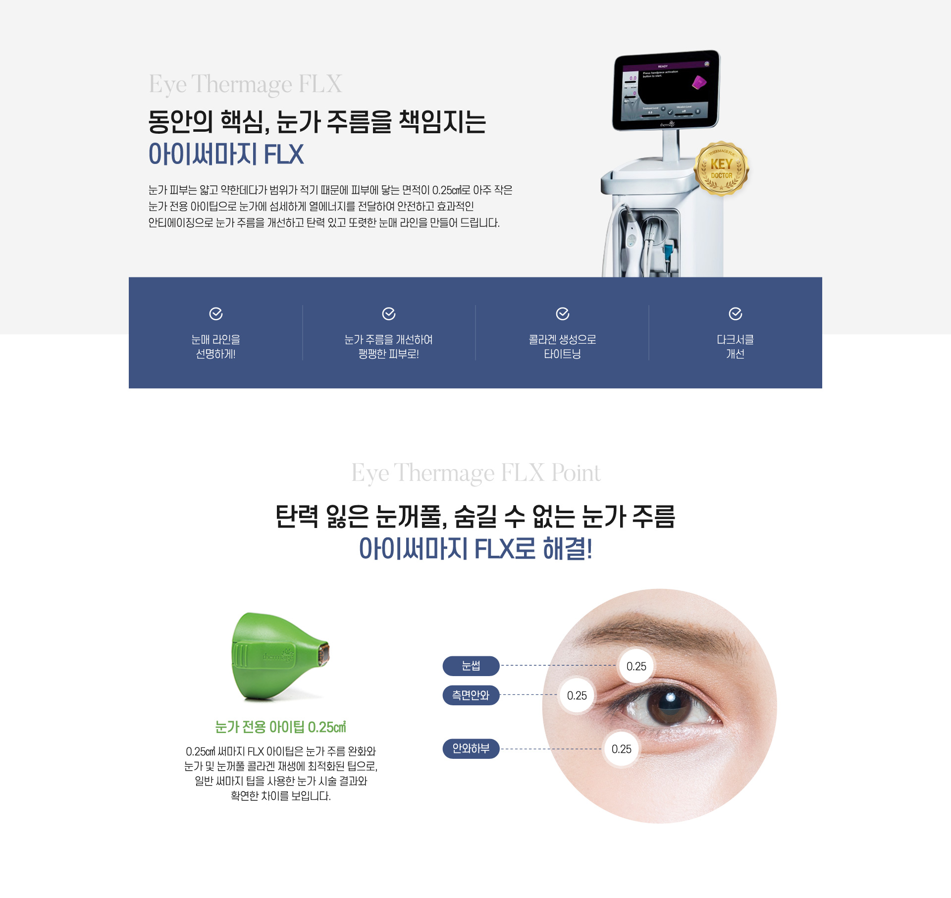 동안의 핵심, 눈가 주름을 책임지는, 아이써마지FLX